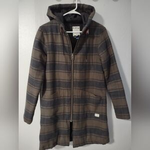 KAVU Deer Haven Plaid Quilted Parka Chore Jacket - Mallard Womens Small HTF